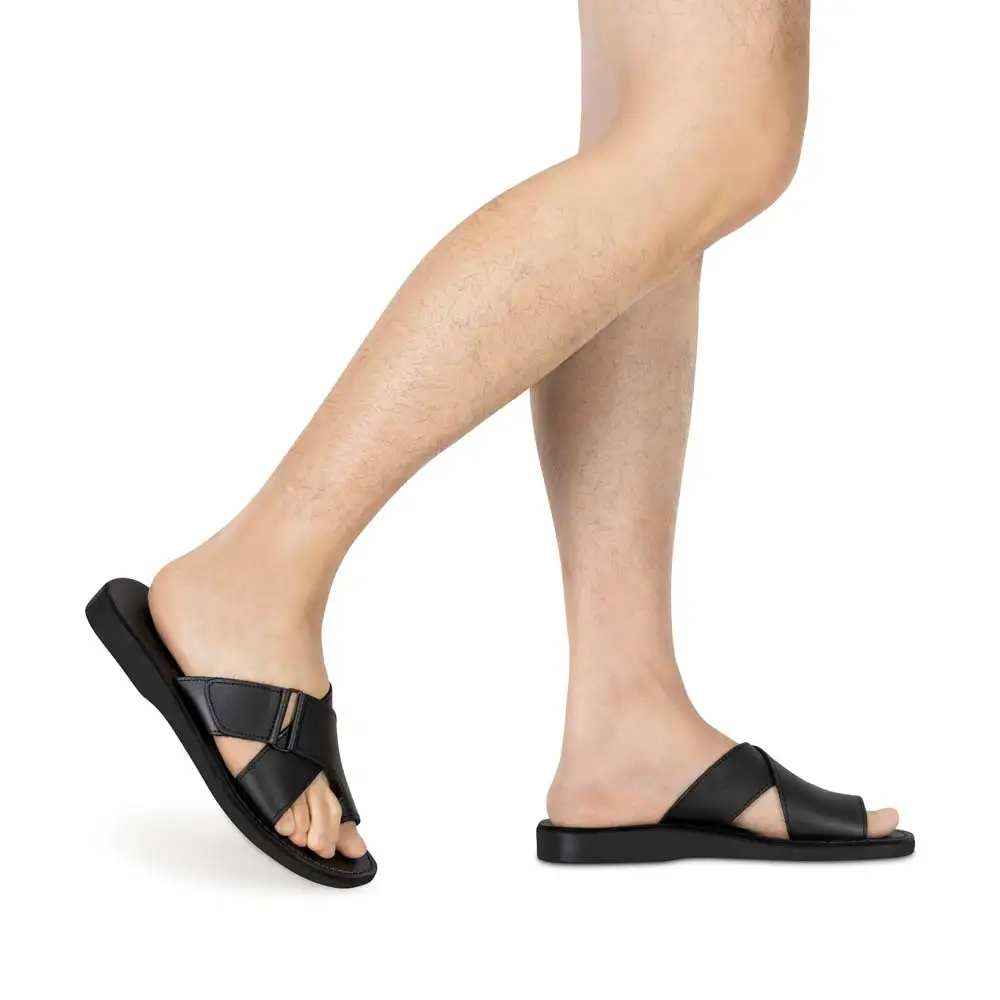 Relaxed Leather Slip On Sandals