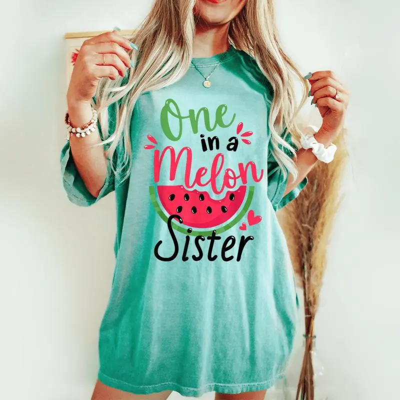 One In A Melon Sister 1St Birthday Party Family Matching Women's Oversized Comfort T-shirt