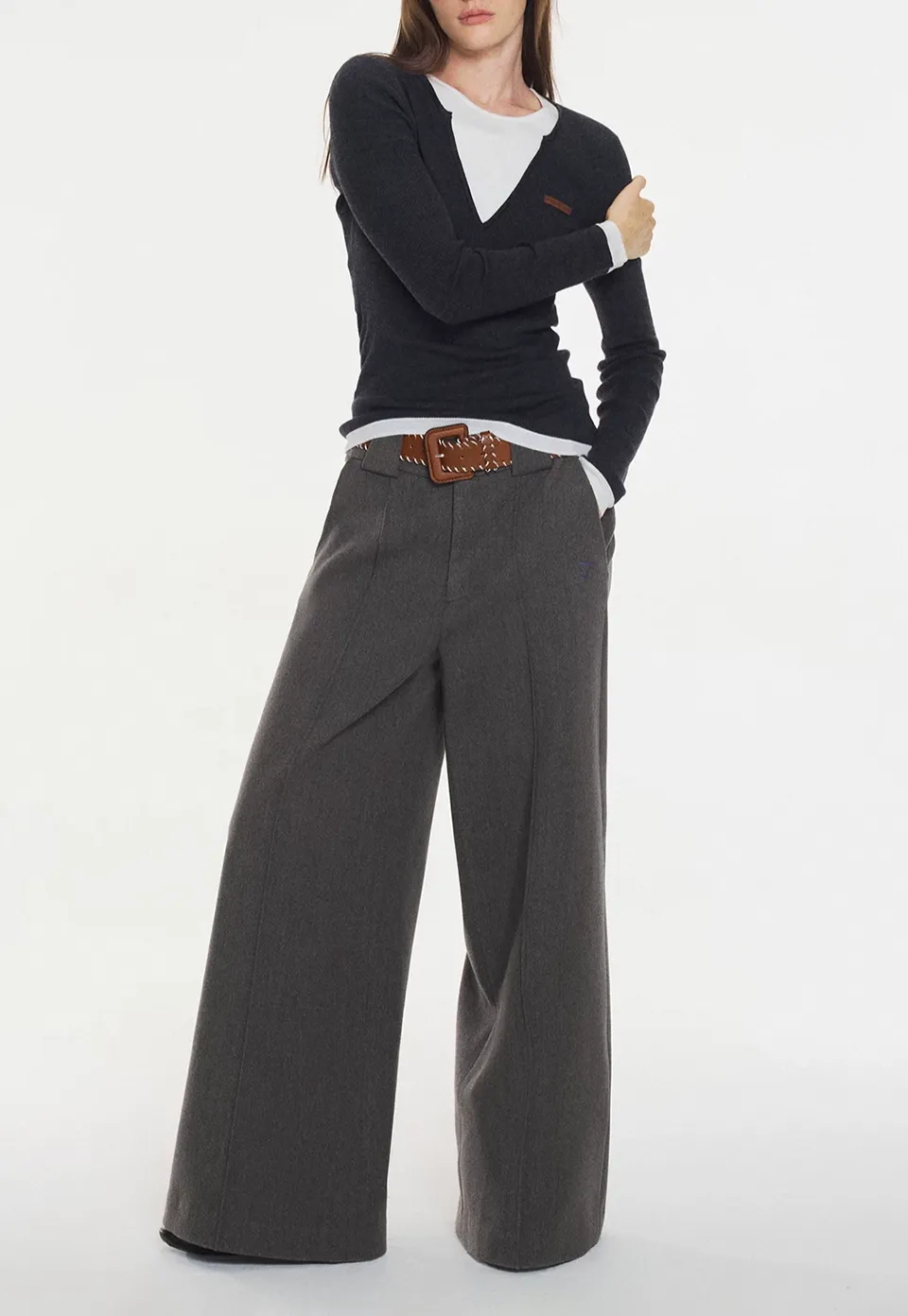 Wide-Leg Striped Pants