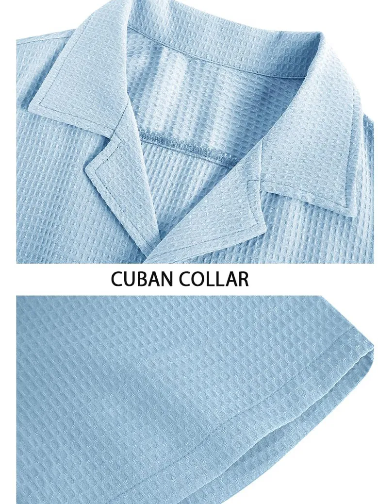 Textured Knit Open Collar Shirt