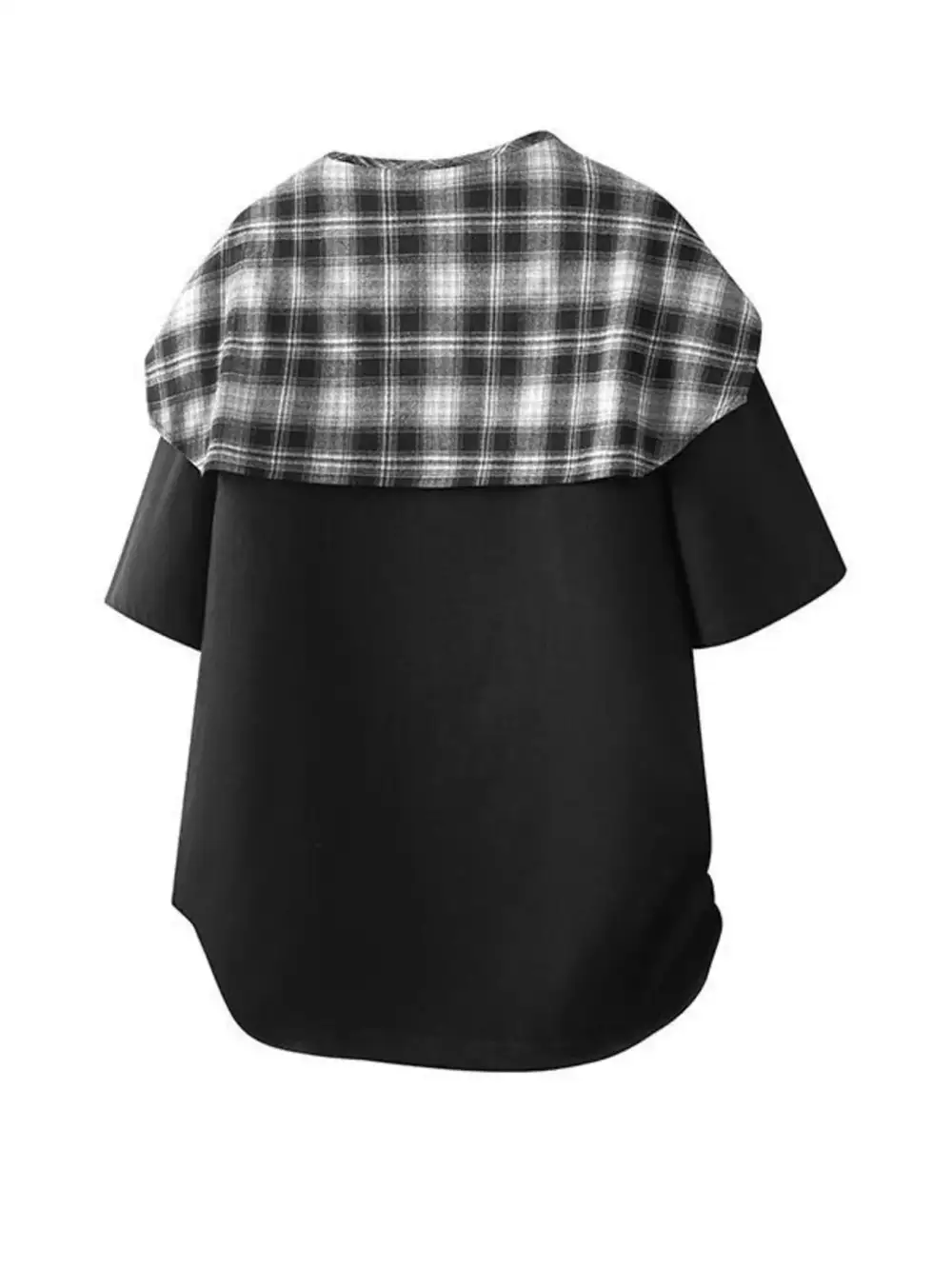 Layered-Look Plaid-Detail T-Shirt