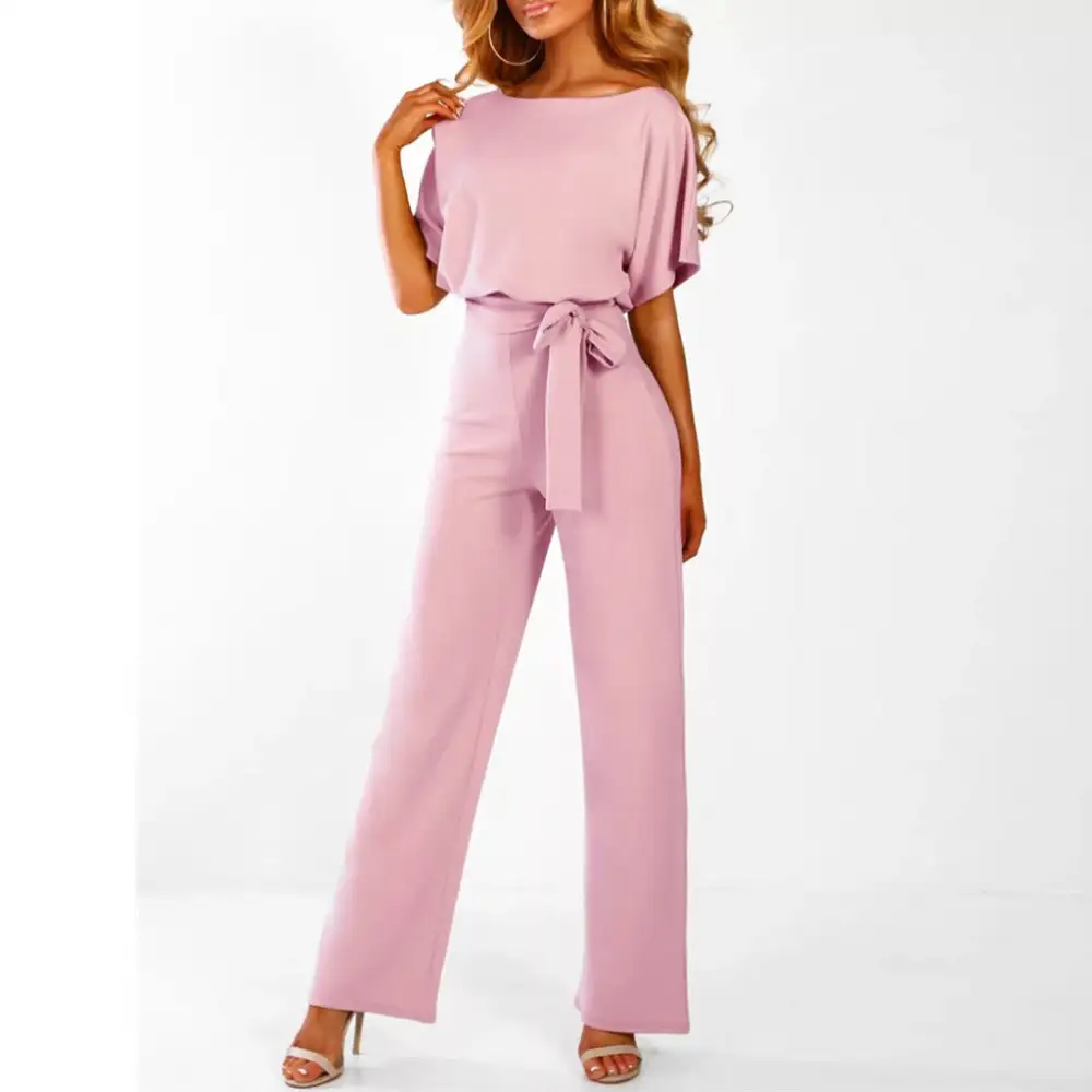  Refined Belted Wide Leg Jumpsuit