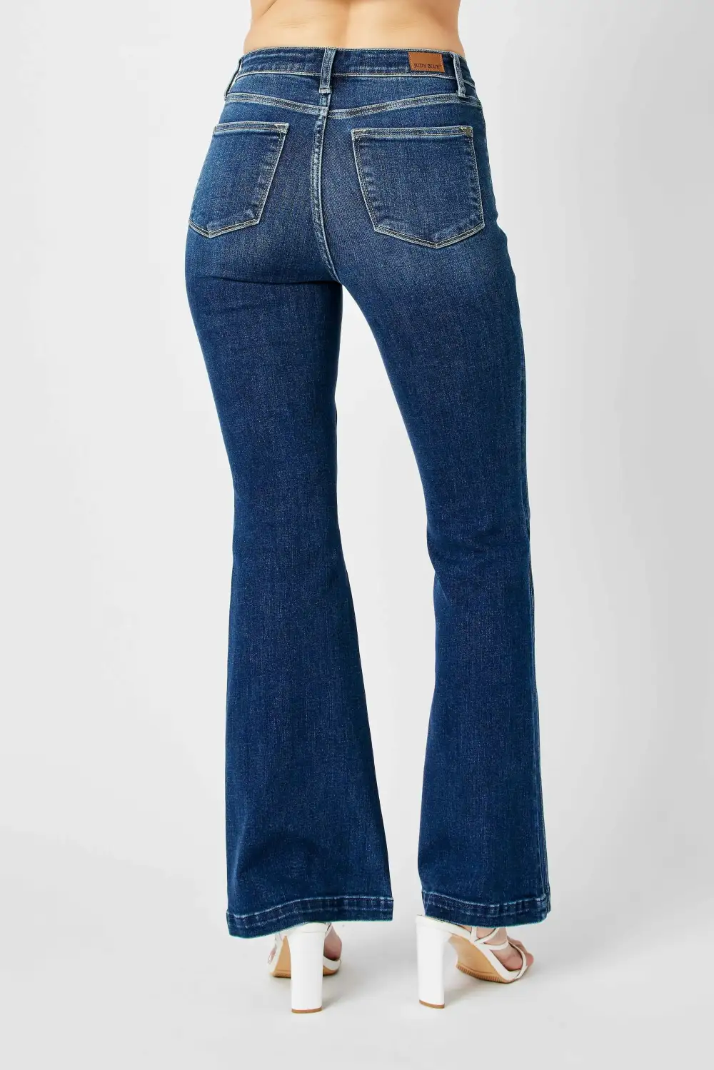 Smooth Flare Leg Seam Detail Denim Jeans