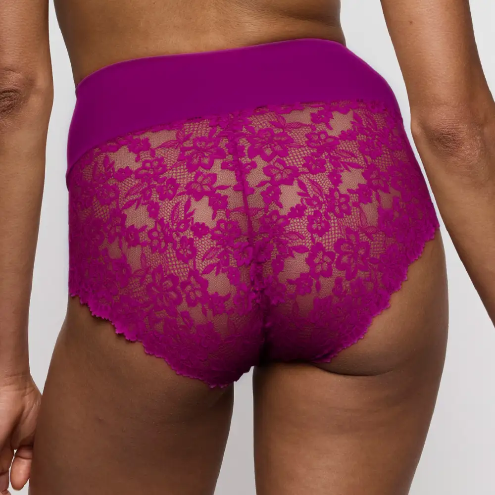 Women's Full Coverage Seamless Bonded Edge Elastic Waistband Cotton Gusset Floral Lace Cotton Retro Detail Soft Fabric Stretch Fit High Waist Panty