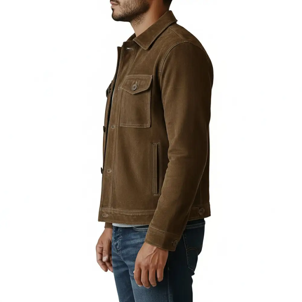 Relaxed Suede Trucker Jacket