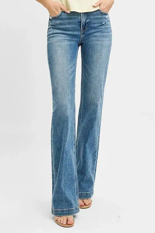 Distressed Bootcut Jeans