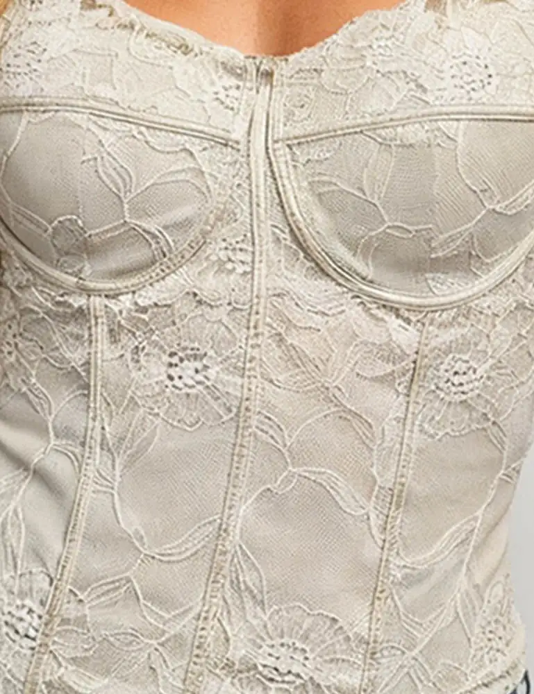 Romantic Lace Sweetheart Neck Bustier Cami Top