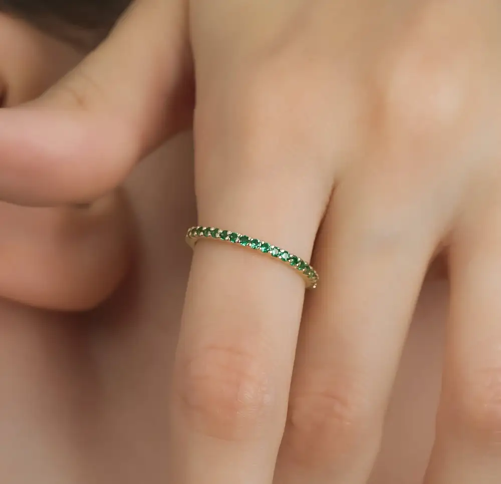 Solid Gold Full Eternity Emerald Wedding Ring