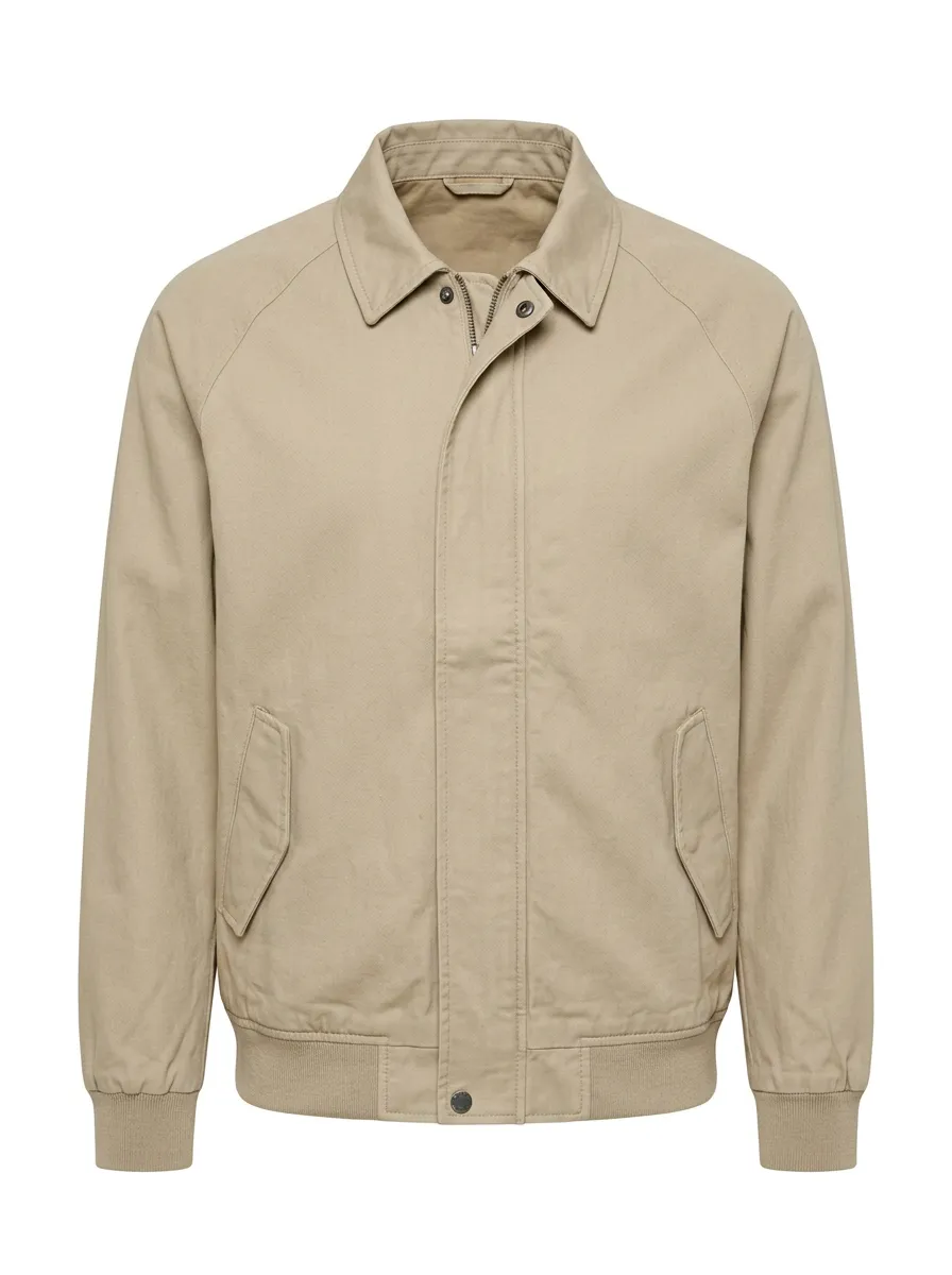 Men's Casual Khaki Harrington Printed Jacket