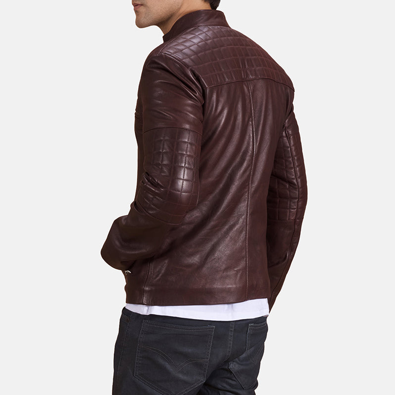 Men's Structured Biker Leather Quilted Jacket
