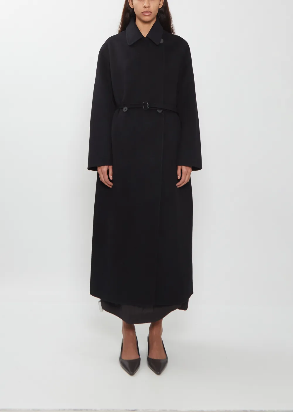 Women's Double Face Notch Lapel Double Breasted Coat