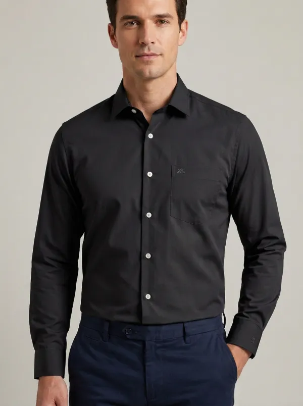 Men's Non-Iron Cotton Sage Green Embroidered Logo Button Down Shirt