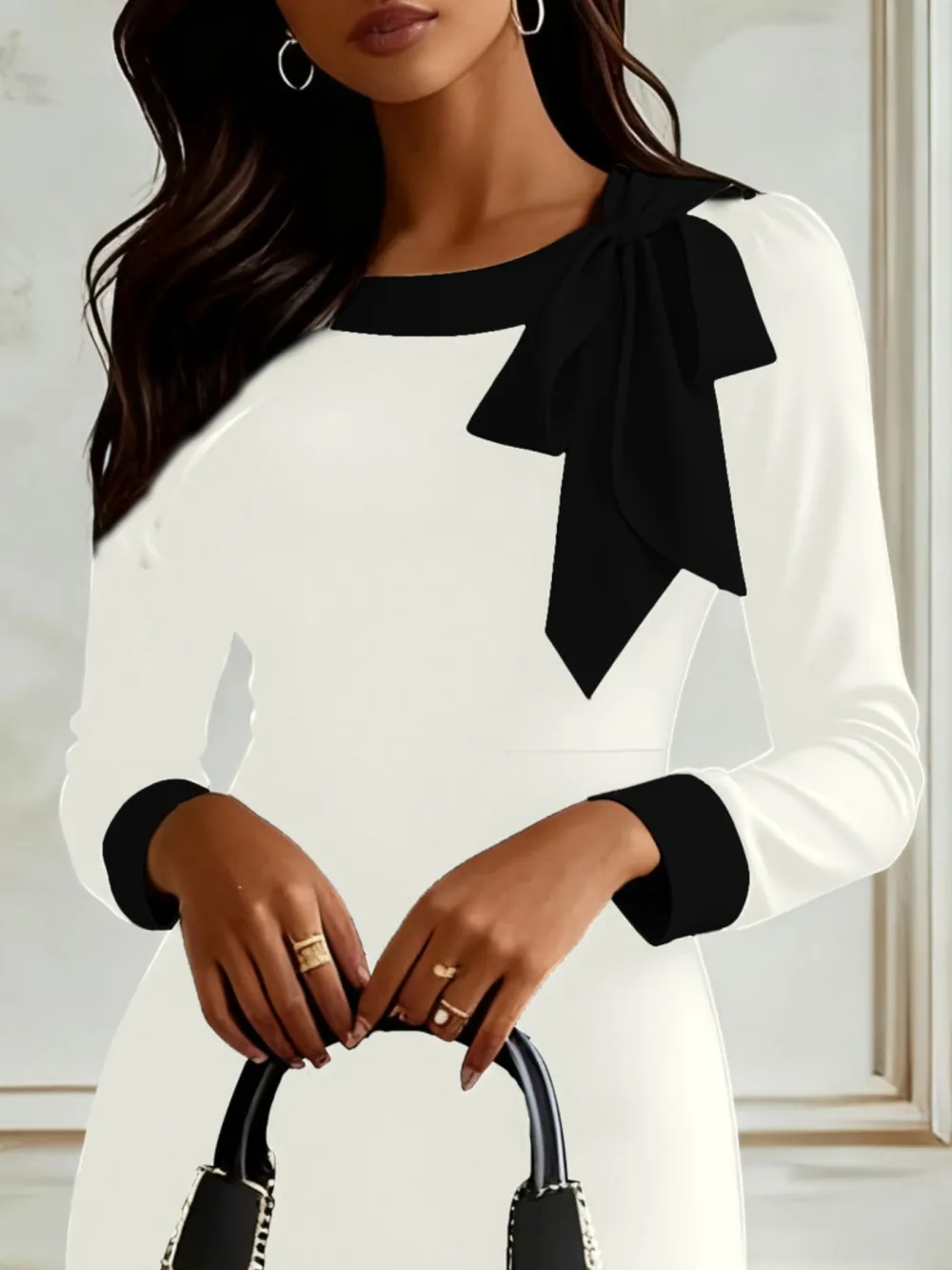 Gathered Detail Long Sleeve Dress