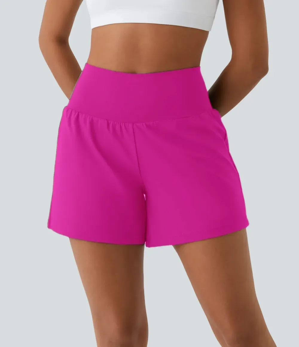 2026🔥 UK Super High Waisted Back Pocket & Side Hidden Pocket 2-in-1 Yoga Shorts