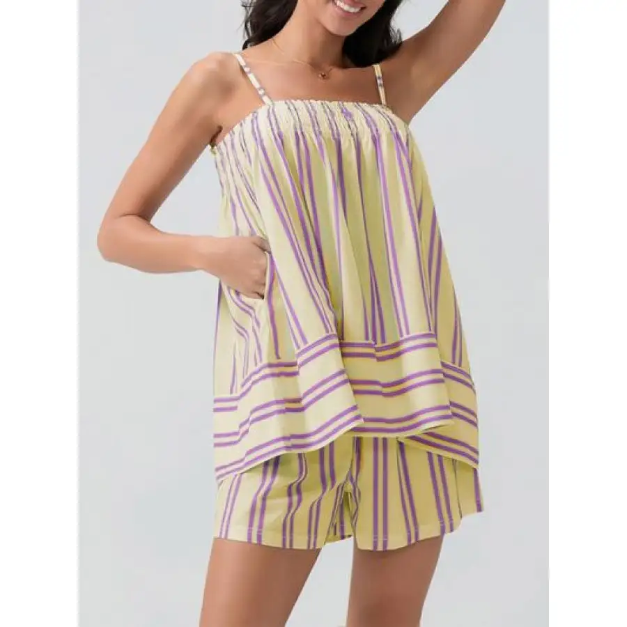 Smocked Square Neck Cami and Shorts Set