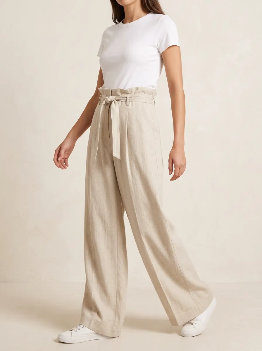 Polished Wide-Leg High-Rise Casual Wide Leg Pants
