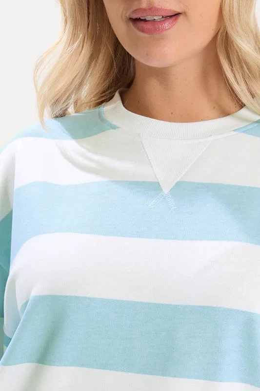 Blue & White Stripe Sweatshirt detail 3