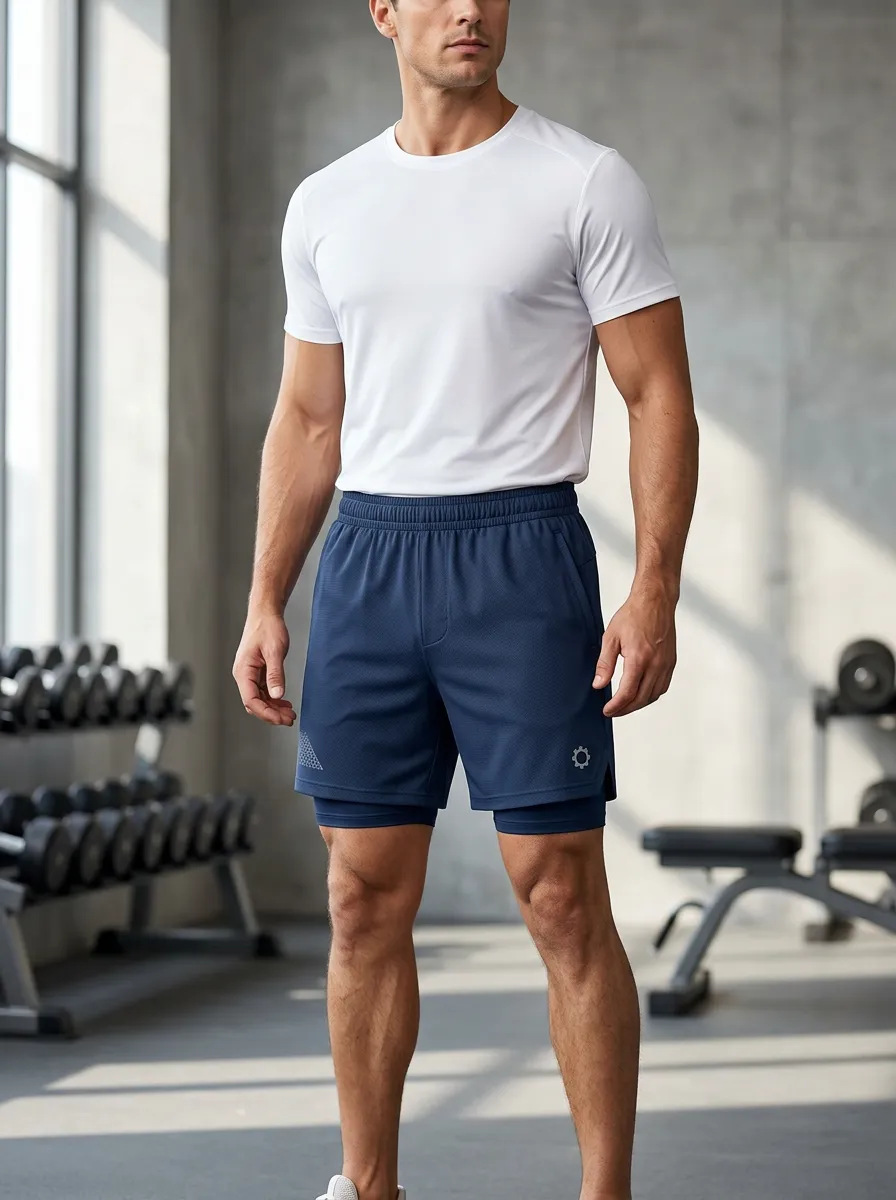 Men's Clean Line Geometric Printed Gym Shorts