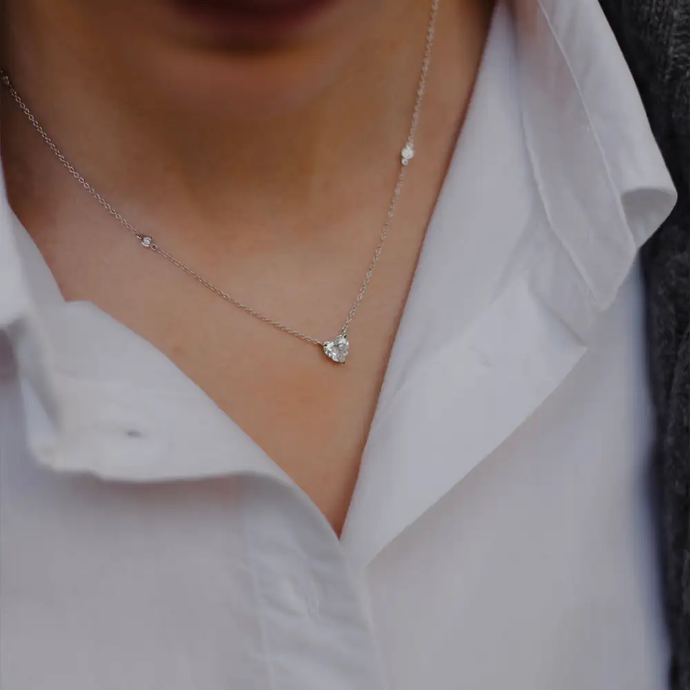 Diamond Solitaire Heart Necklace