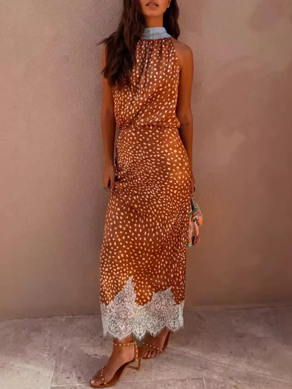 Sleeveless Top and Lace Detail Skirt Set