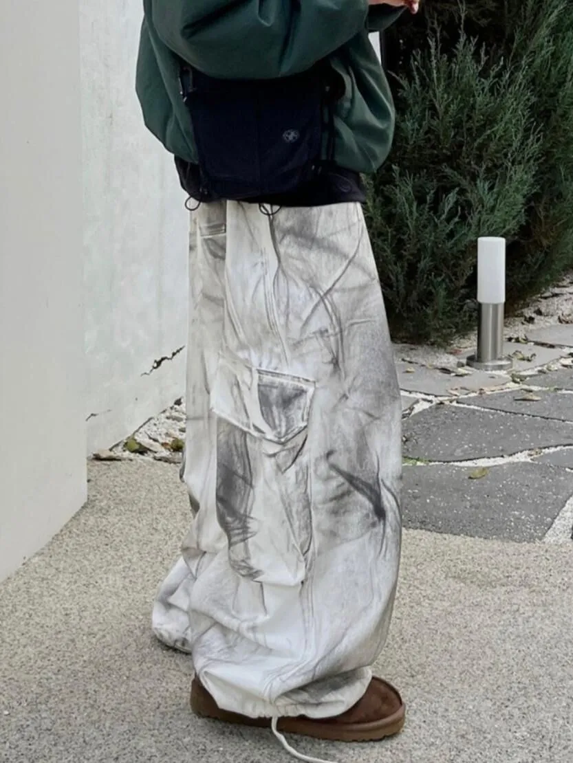 Modern Paint Splatter Cuffed Relaxed Cargo Pants