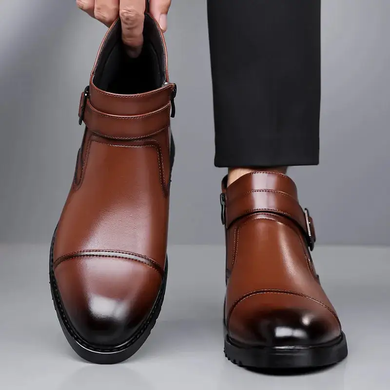 Leather Buckle Boots