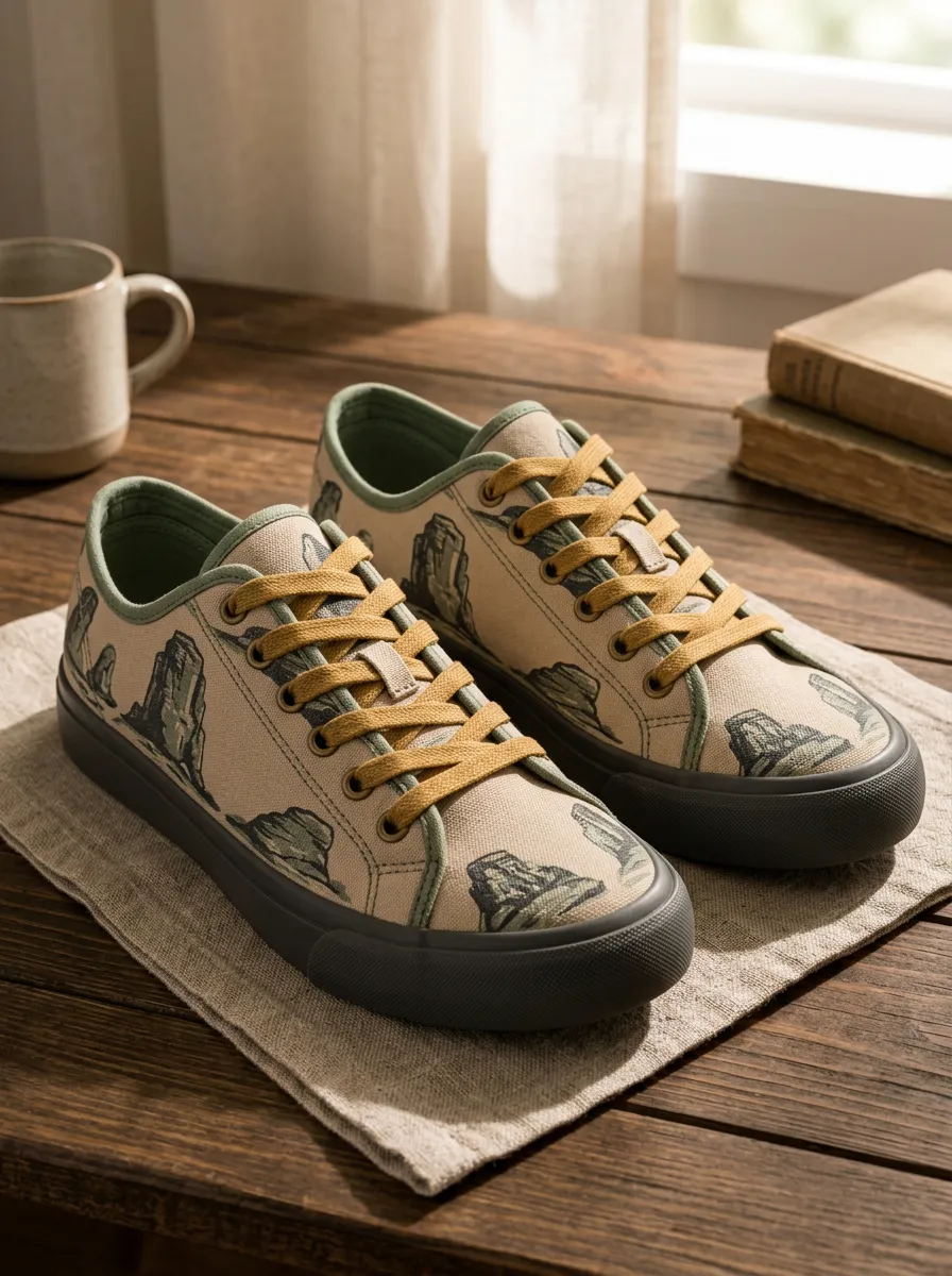 Men's Desert Landscape Mountain Printed Canvas Shoes
