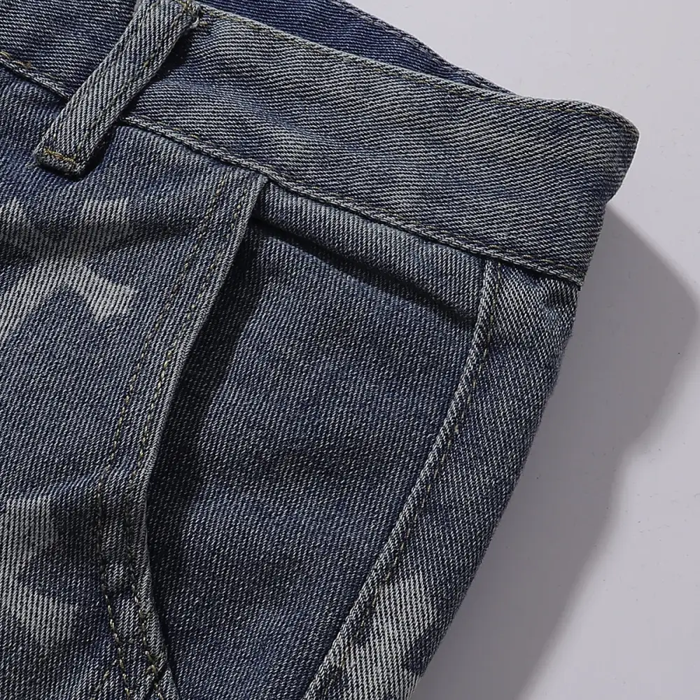 Layered Wide Leg Denim Jeans