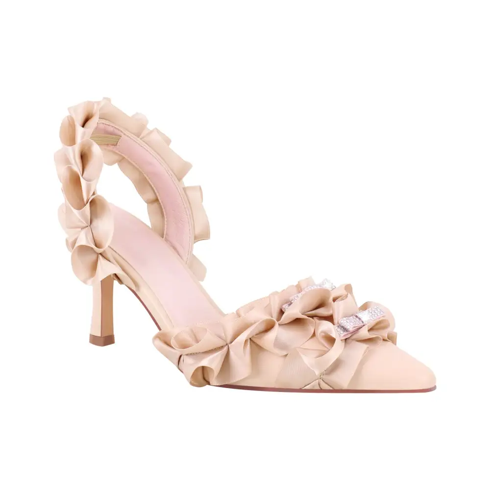 Polished Rhinestone Pointed Toe Stiletto Slingback Pumps