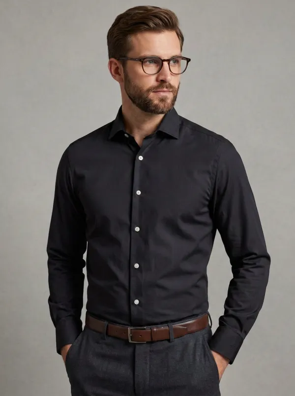 Men's Business Casual Non-Iron Cotton Light Blue Dress Shirt