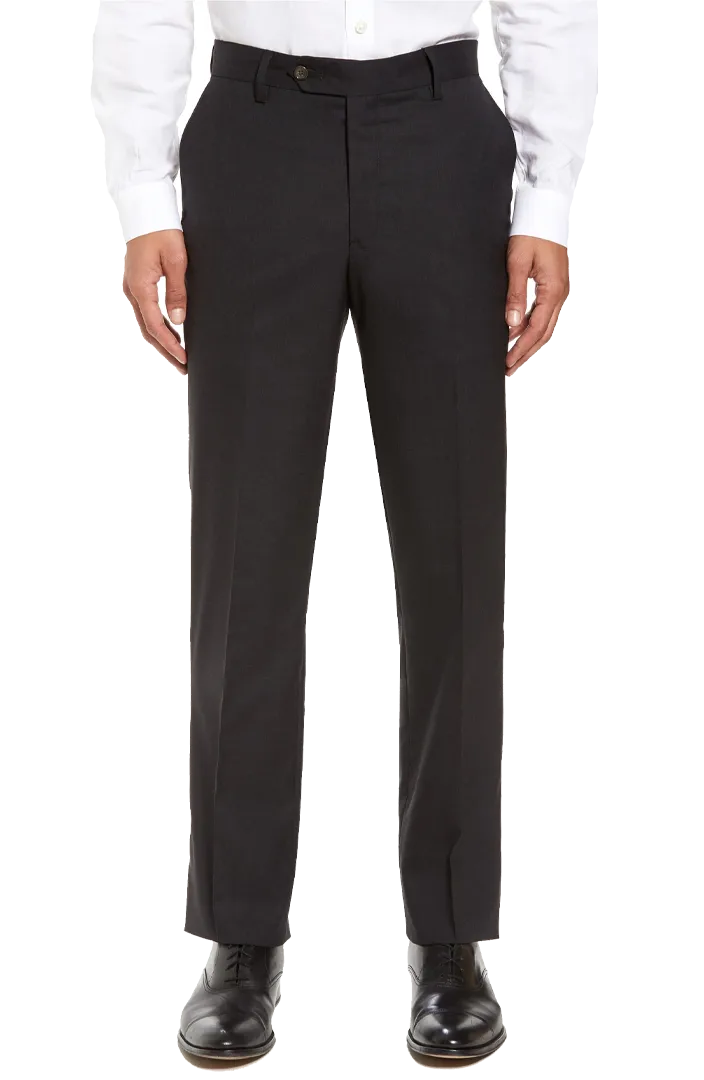Stretch Flat Front Regular Rise Slim Fit Trousers