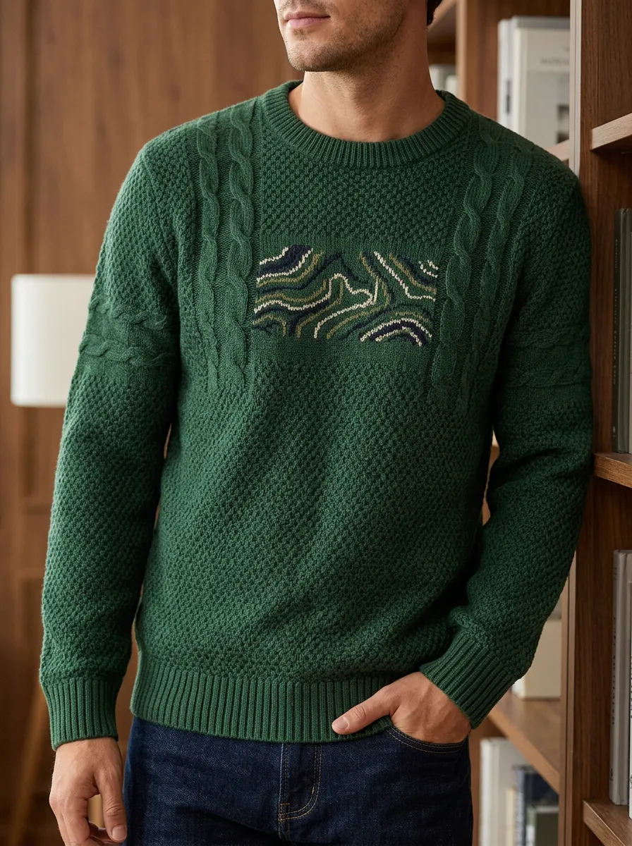 Men's Abstract Wave Sweater