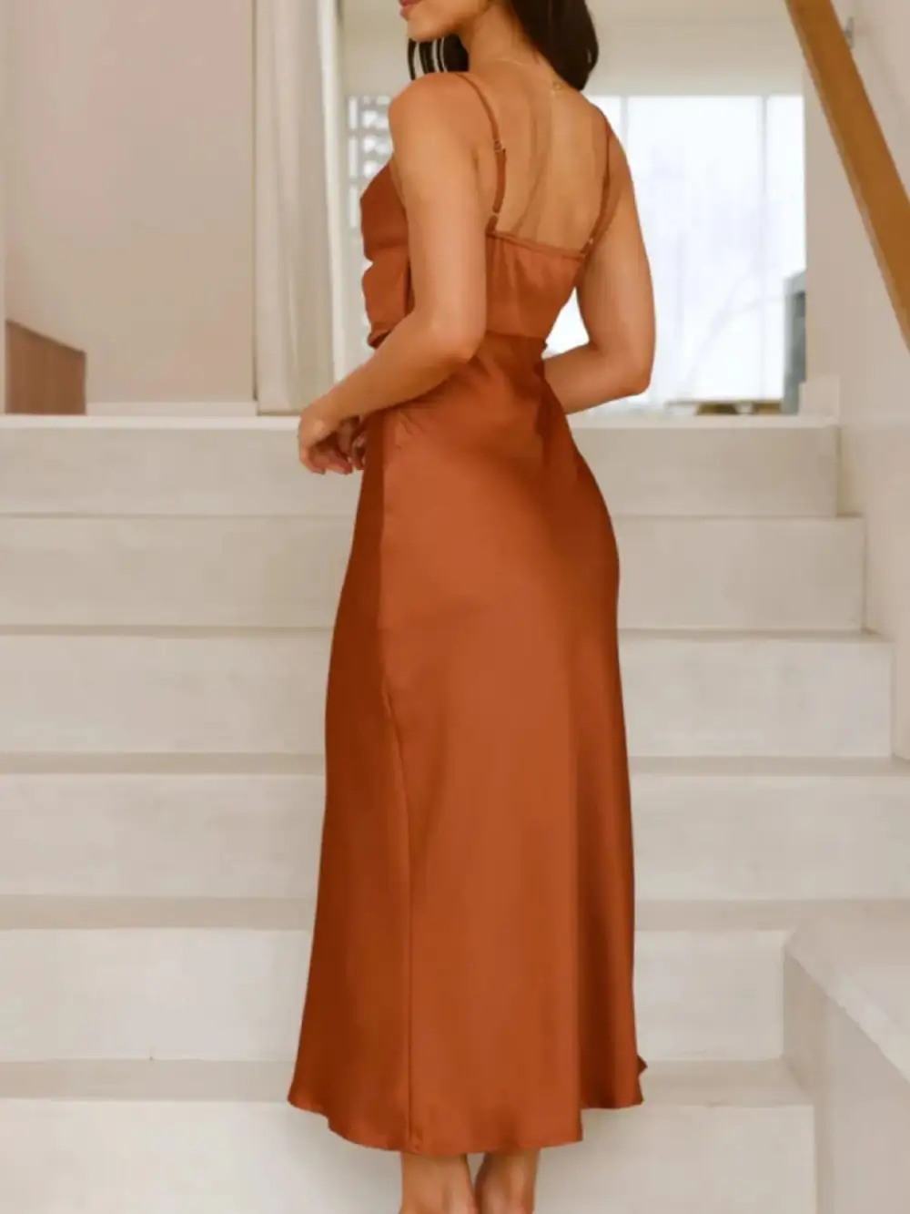 Balanced Detail Satin Midi Dress