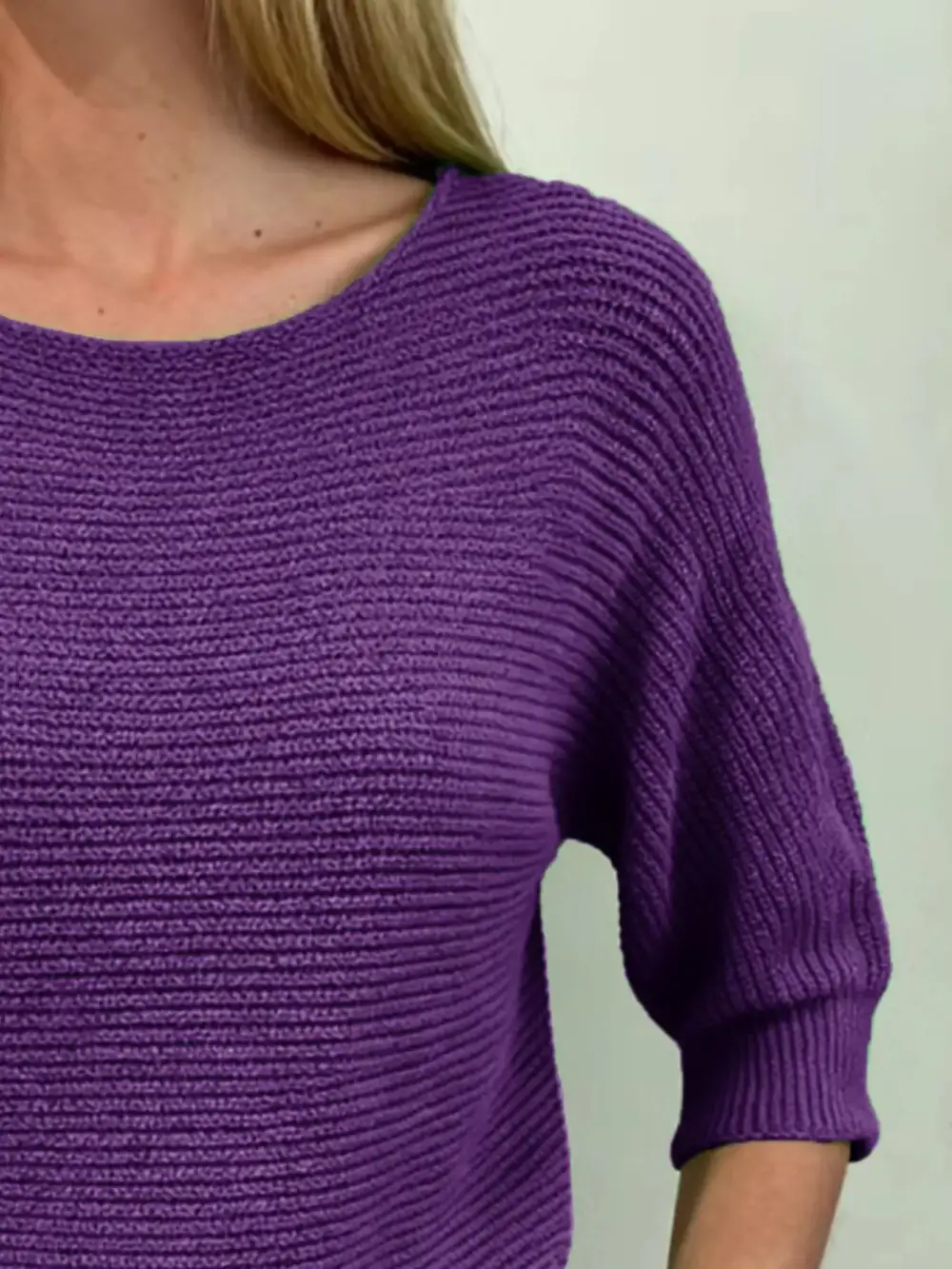 Full Size Ribbed Knit Round Neck Sweater Plus Size