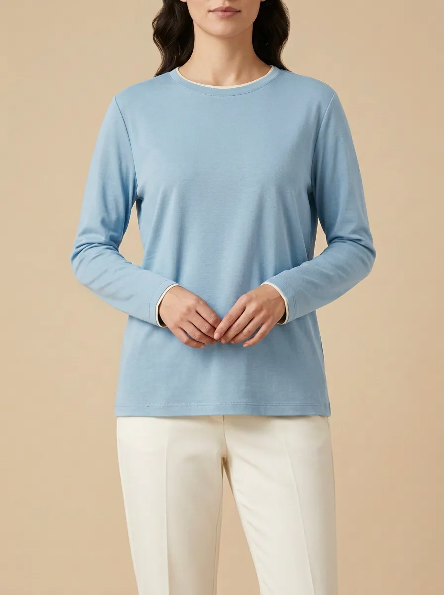 Women's Layered-Look Long-Sleeve Crew-Neck T-Shirt
