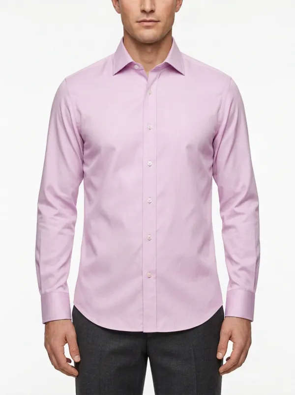 Men's Classic Spread-Collar Long-Sleeve Chest-Pocket Dress Shirt