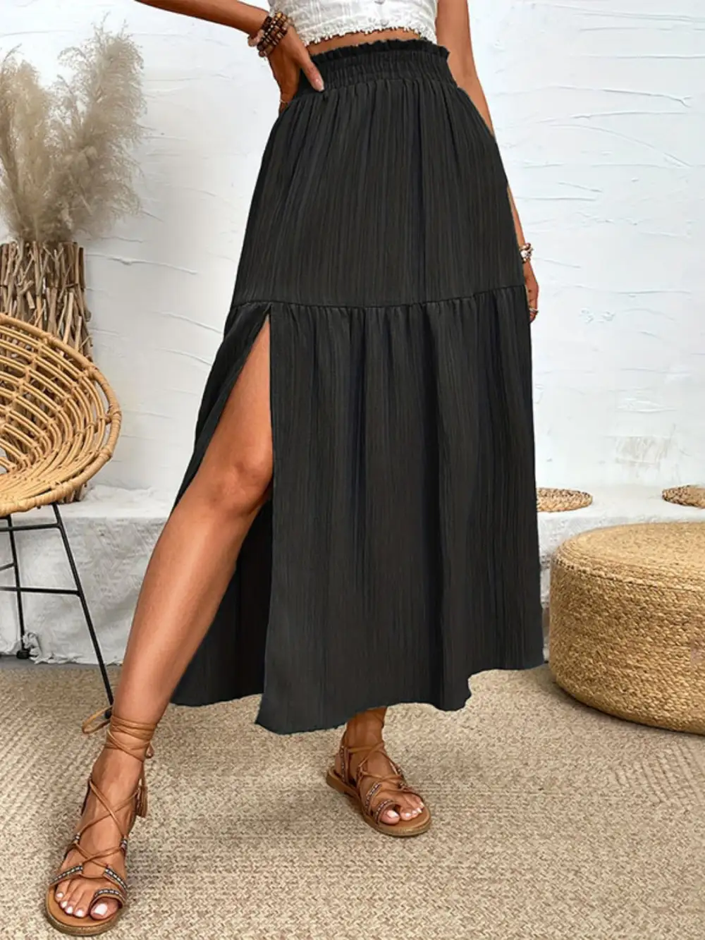 Side Slit Frill Skirt