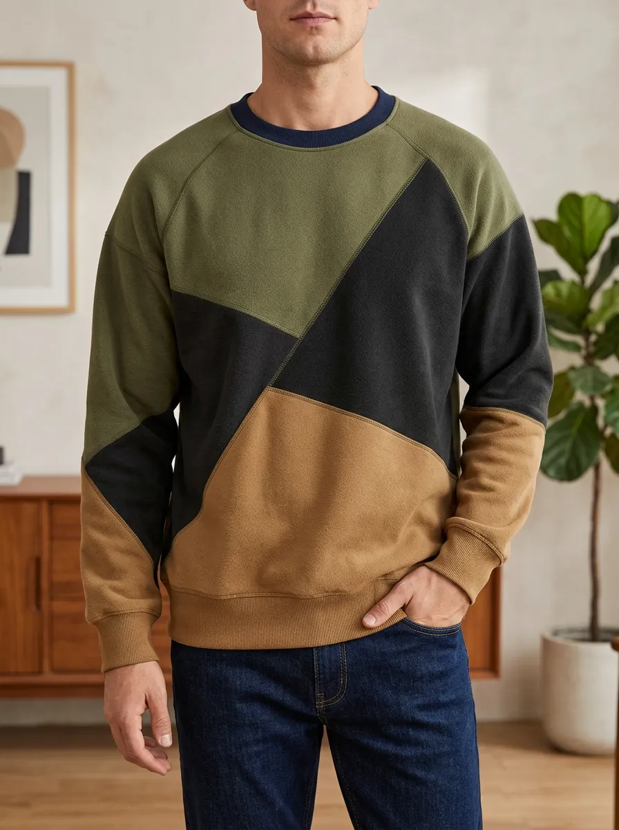 Men's Multi-Color Colorblock Raglan Sweatshirt