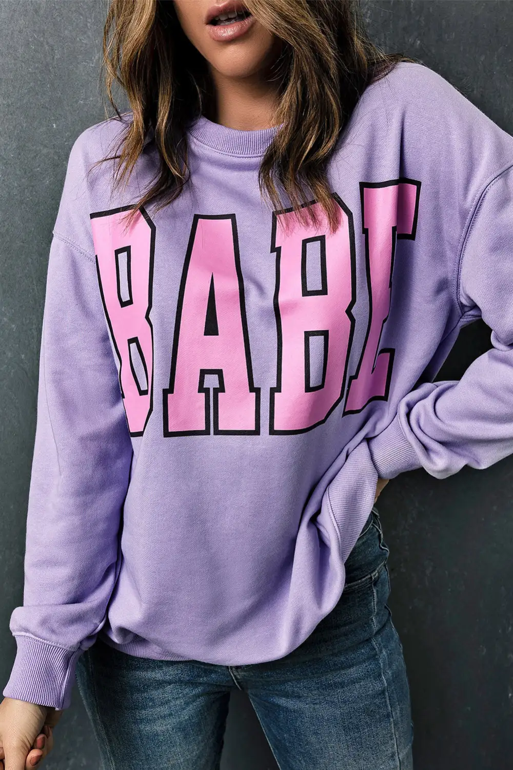 BABE Letter Graphic Sweatshirt