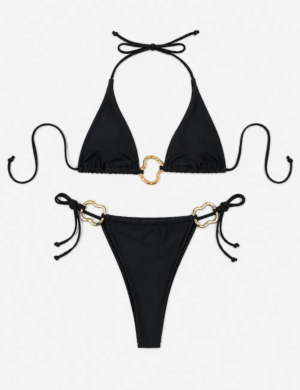 Ring Hardware Halter Triangle Bikini Set