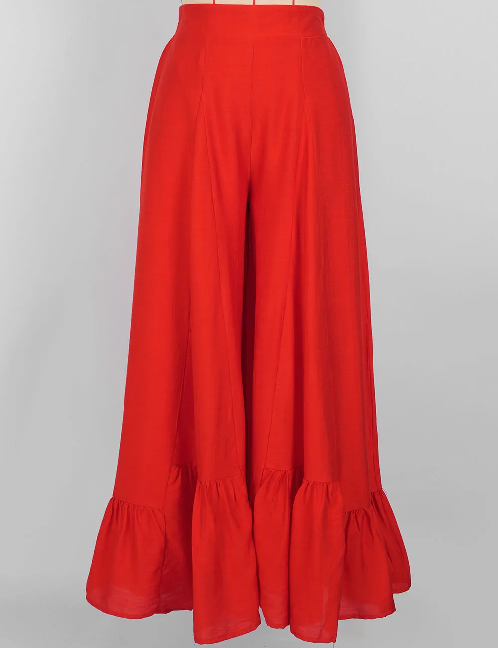 Elastic Waist Ruffle Wide Leg Pants