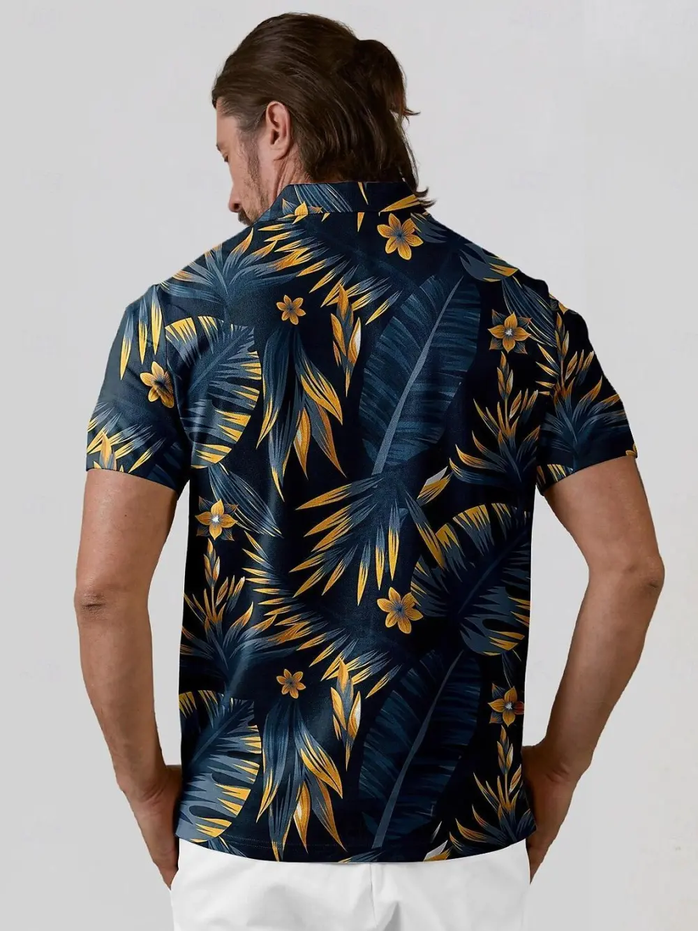 Layered Short Sleeve Button Up Polo Shirt