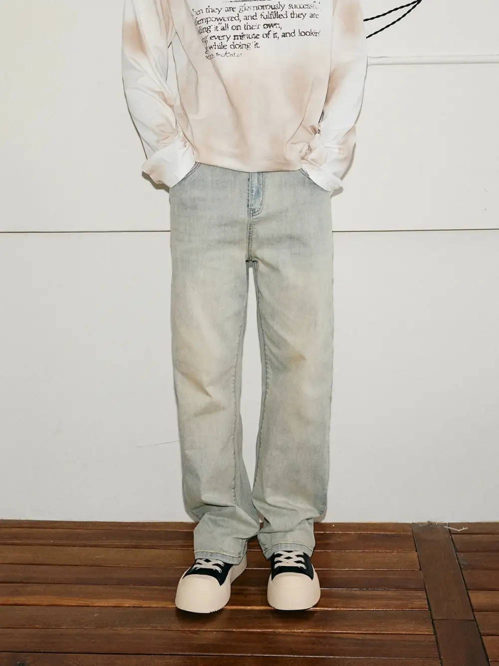 Straight-Leg Light-Wash Jeans