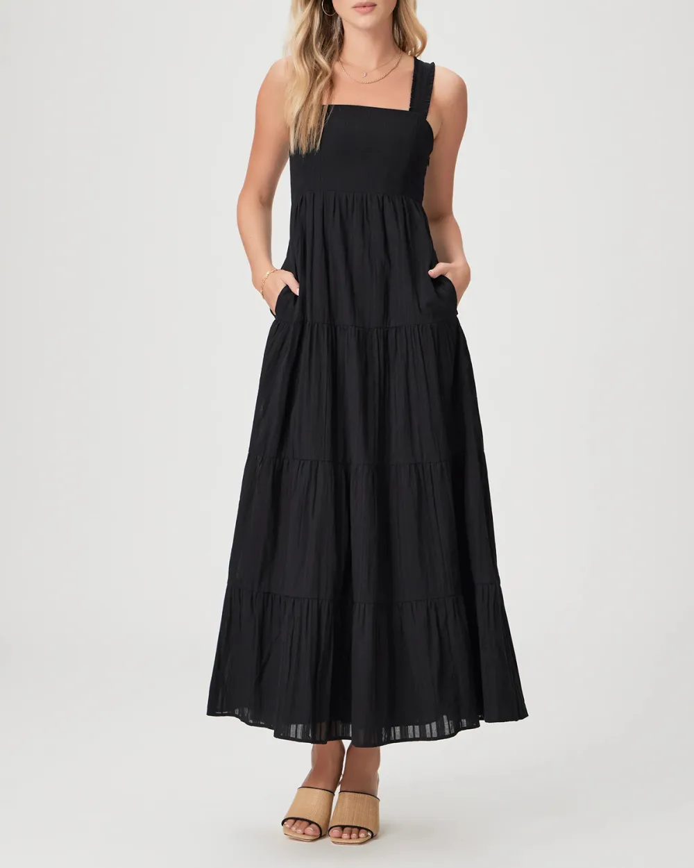 Black Tiered Skirt Maxi Dress