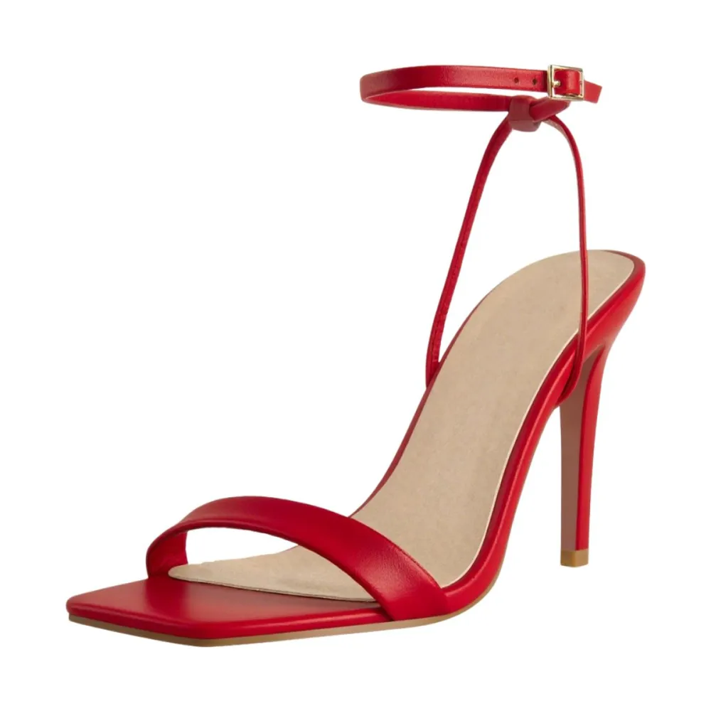 Square Toe Ankle Strap Stiletto Modern Sandals