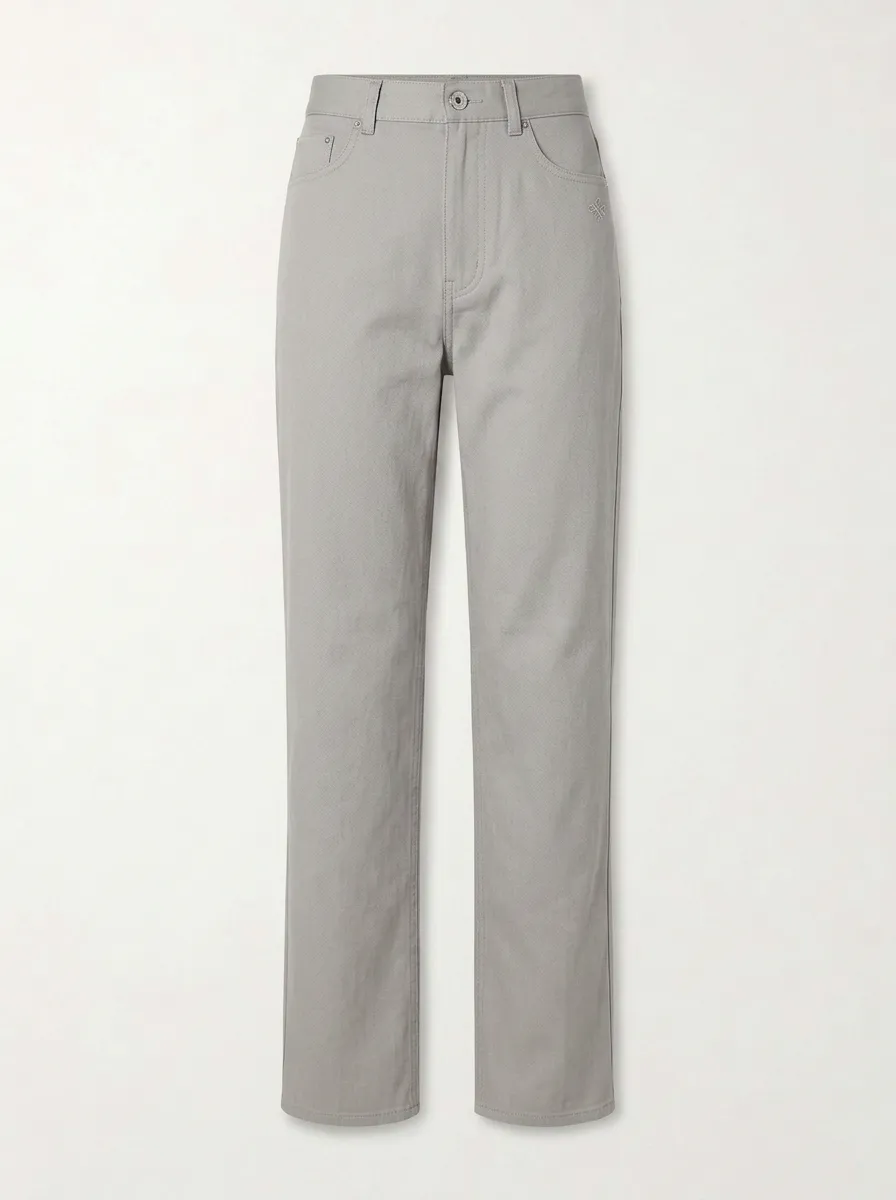 Women's Minimalist Grey Solid Mid-Rise Straight Leg Pants