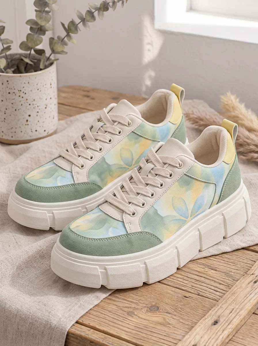Women's Everyday Floral Watercolor Pastel Skate Shoes