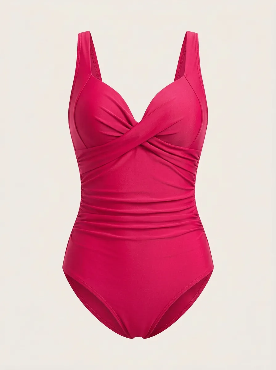 Classic Contour Twist-Front Ruched One-Piece Swimsuit