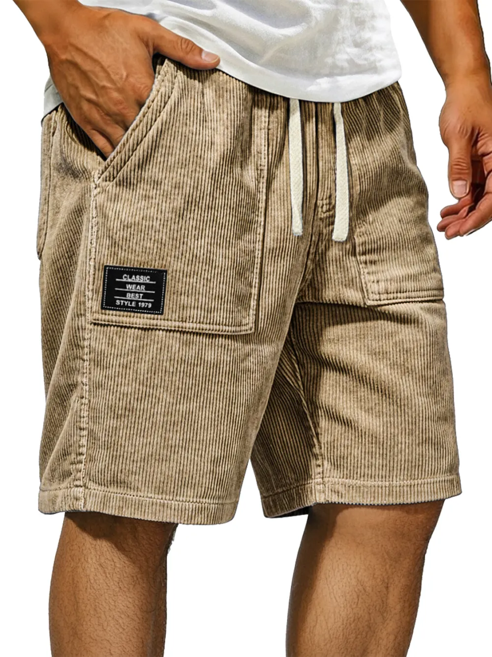 Corduroy Pocket Seamed Shorts