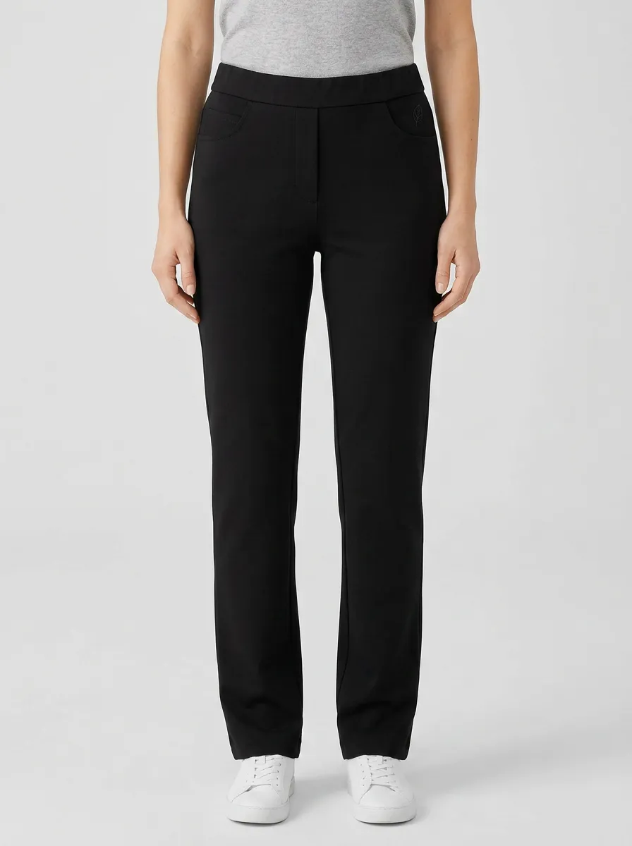 Women's Modern Comfort Stretch Mid Rise Straight Leg Pants